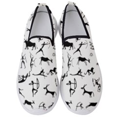 Petroglyph Runic Cavemen Nordic Black Paleo Drawings Pattern Men s Slip On Sneakers by snek