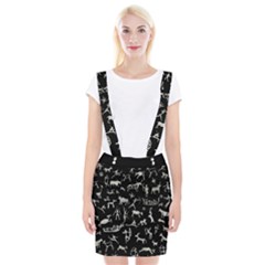 Petroglyph Nordic Beige And Black Background Petroglyph Nordic Beige And Black Background Braces Suspender Skirt by snek