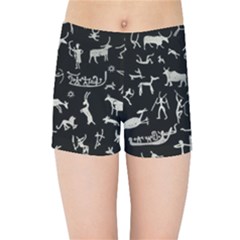 Petroglyph Nordic Beige And Black Background Petroglyph Nordic Beige And Black Background Kids  Sports Shorts by snek