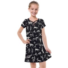 Petroglyph Nordic Beige And Black Background Petroglyph Nordic Beige And Black Background Kids  Cross Web Dress by snek