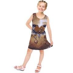 Wonderful Steampunk Heart With Wings, Clocks And Gears Kids  Tunic Dress by FantasyWorld7