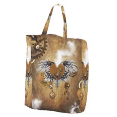 Wonderful Steampunk Heart With Wings, Clocks And Gears Giant Grocery Tote by FantasyWorld7