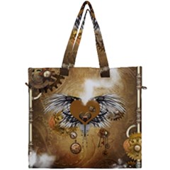 Wonderful Steampunk Heart With Wings, Clocks And Gears Canvas Travel Bag