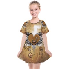 Wonderful Steampunk Heart With Wings, Clocks And Gears Kids  Smock Dress by FantasyWorld7