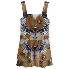 Wonderful Steampunk Heart With Wings, Clocks And Gears Kids  Layered Skirt Swimsuit