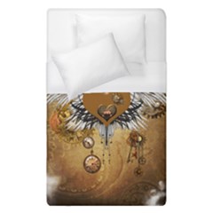 Wonderful Steampunk Heart With Wings, Clocks And Gears Duvet Cover (single Size) by FantasyWorld7