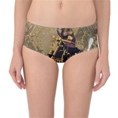 Funny Cute Mouse On A Motorcycle Mid-Waist Bikini Bottoms