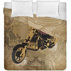 Funny Cute Mouse On A Motorcycle Duvet Cover Double Side (king Size) by FantasyWorld7