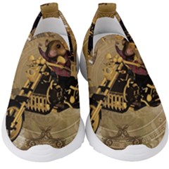 Funny Cute Mouse On A Motorcycle Kids  Slip On Sneakers