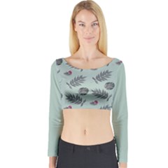 Tropical Pattern Long Sleeve Crop Top by LoolyElzayat