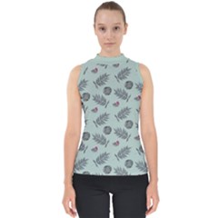 Tropical Pattern Mock Neck Shell Top by LoolyElzayat