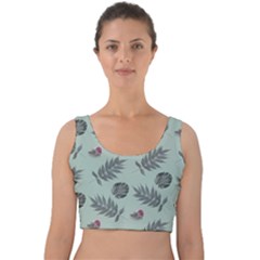 Tropical Pattern Velvet Crop Top by LoolyElzayat