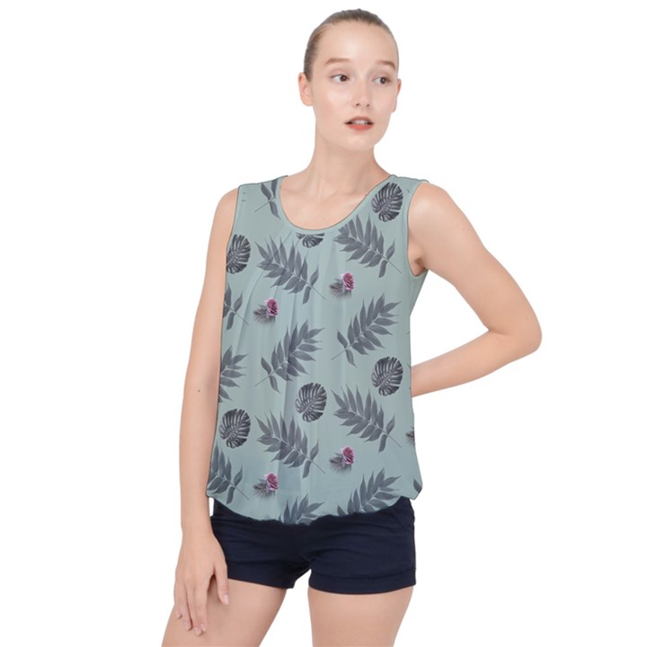 Tropical Pattern Bubble Hem Chiffon Tank Top