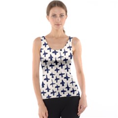 Pattern Ink Blue Navy Crosses Grunge Flesh And Navy Pattern Ink Crosses Grunge Flesh Beige Background Tank Top by genx