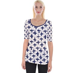 Pattern Ink Blue Navy Crosses Grunge Flesh And Navy Pattern Ink Crosses Grunge Flesh Beige Background Wide Neckline Tee