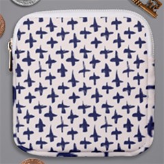 Pattern Ink Blue Navy Crosses Grunge Flesh And Navy Pattern Ink Crosses Grunge Flesh Beige Background Mini Square Pouch by genx