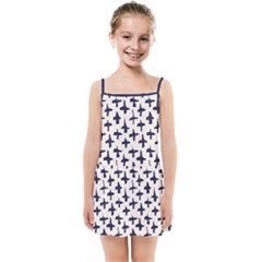 Pattern Ink Blue Navy Crosses Grunge Flesh And Navy Pattern Ink Crosses Grunge Flesh Beige Background Kids  Summer Sun Dress