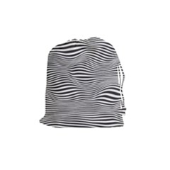 Retro Psychedelic Waves Pattern 80s Black And White Drawstring Pouch (medium) by genx