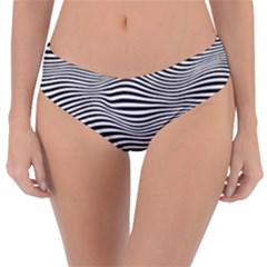 Retro Psychedelic Waves Pattern 80s Black And White Reversible Classic Bikini Bottoms by genx