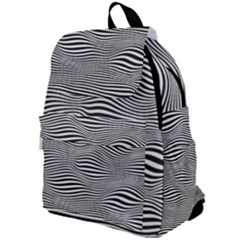 Retro Psychedelic Waves Pattern 80s Black And White Top Flap Backpack by genx