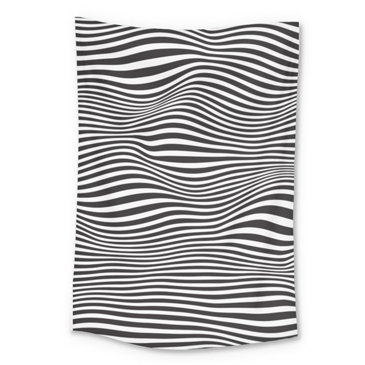 Retro Psychedelic Waves pattern 80s Black and White Large Tapestry