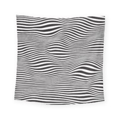 Retro Psychedelic Waves Pattern 80s Black And White Square Tapestry (small) by genx