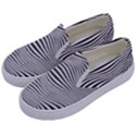 Retro Psychedelic Waves pattern 80s Black and White Kids  Canvas Slip Ons View2