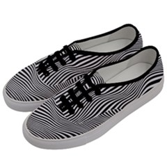 Retro Psychedelic Waves Pattern 80s Black And White Men s Classic Low Top Sneakers by genx