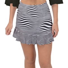 Retro Psychedelic Waves Pattern 80s Black And White Fishtail Mini Chiffon Skirt