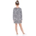 Retro Psychedelic Waves pattern 80s Black and White Kids  Long Sleeve Dress View2