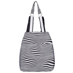 Retro Psychedelic Waves Pattern 80s Black And White Center Zip Backpack