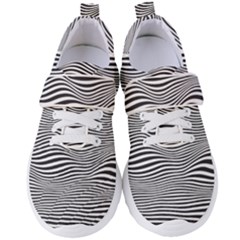 Retro Psychedelic Waves Pattern 80s Black And White Women s Velcro Strap Shoes by genx