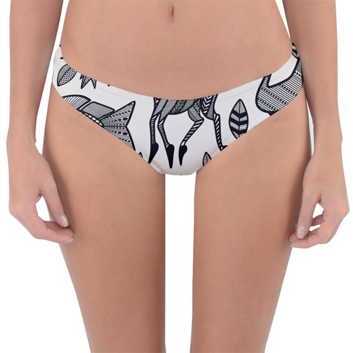 African Senufo Korhogo Tribal Ethnic Art Elements Vector Reversible Hipster Bikini Bottoms