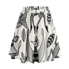 African Senufo Korhogo Tribal Ethnic Art Elements Vector High Waist Skirt by BluedarkArt