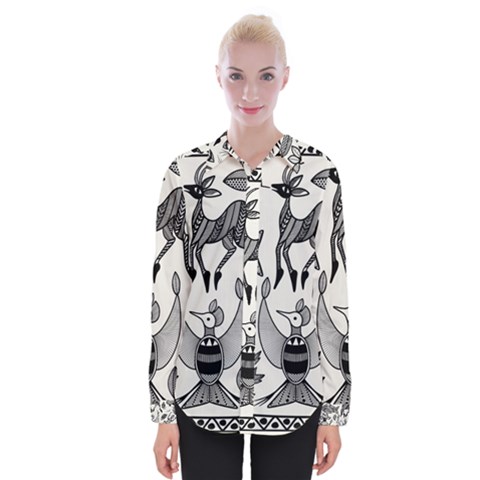 African Senufo Korhogo Tribal Ethnic Art Elements Vector Womens Long Sleeve Shirt by BluedarkArt