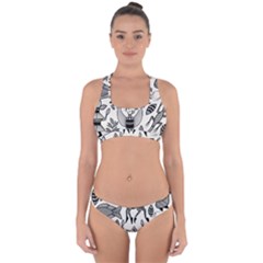 African Senufo Korhogo Tribal Ethnic Art Elements Vector Cross Back Hipster Bikini Set