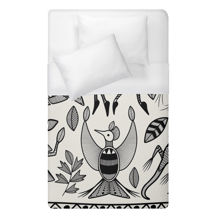 African Senufo Korhogo Tribal Ethnic Art Elements Vector Duvet Cover (Single Size)