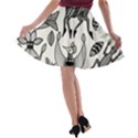 African Senufo Korhogo Tribal Ethnic Art Elements Vector A-line Skater Skirt View2