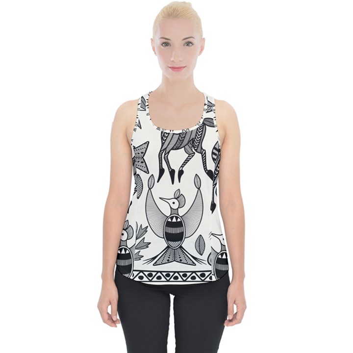 African Senufo Korhogo Tribal Ethnic Art Elements Vector Piece Up Tank Top