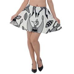 African Senufo Korhogo Tribal Ethnic Art Elements Vector Velvet Skater Skirt by BluedarkArt