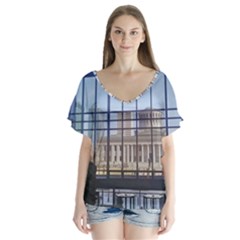 Ohio Statehouse V-neck Flutter Sleeve Top by Riverwoman