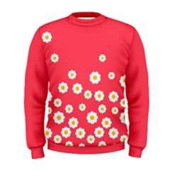 Flowers White Daisies Pattern Red Background Flowers White Daisies Pattern Red Bottom Men s Sweatshirt by genx