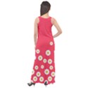 Flowers White Daisies Pattern Red Background Flowers White Daisies Pattern Red Bottom Sleeveless Velour Maxi Dress View2