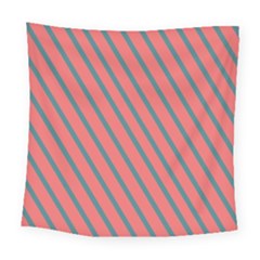 Living Coral Diagonal Stripes Square Tapestry (large) by LoolyElzayat