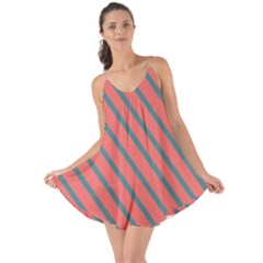 Living Coral Diagonal Stripes Love The Sun Cover Up by LoolyElzayat