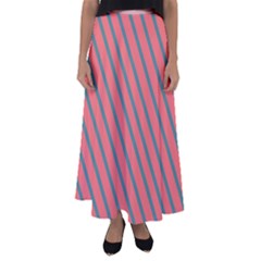 Living Coral Diagonal Stripes Flared Maxi Skirt by LoolyElzayat