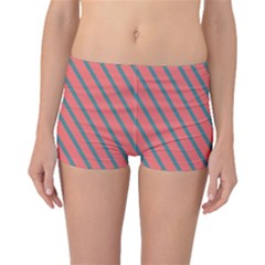 Living Coral Diagonal Stripes Boyleg Bikini Bottoms by LoolyElzayat