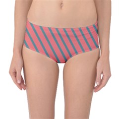 Living Coral Diagonal Stripes Mid-waist Bikini Bottoms by LoolyElzayat