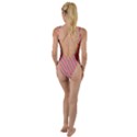 Living Coral Diagonal Stripes High Leg Strappy Swimsuit View2