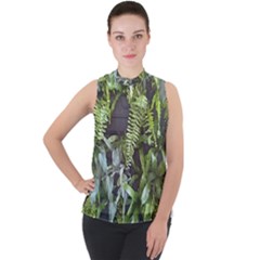 Living Wall Mock Neck Chiffon Sleeveless Top by Riverwoman